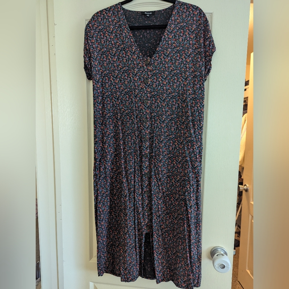 Madewell Black Floral Patterned Dress